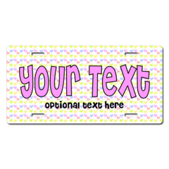 Personalized Pastel Hearts License Plate for Bicycles, Kid's   Bikes, Carts, Cars or Trucks
