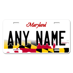 Personalized Maryland License Plate for Bicycles, Kid's Bikes, Carts, Cars or Trucks Version 3