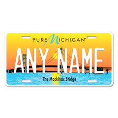 Personalized Michigan License Plate for Bicycles, Kid's Bikes, Carts, Cars or Trucks Version 4
