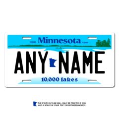Personalized Minnesota License Plate for Bicycles, Kid's Bikes, Carts, Cars or Trucks