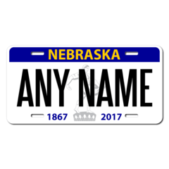 Personalized Nebraska License Plate for Bicycles, Kid's Bikes, Carts, Cars or Trucks version 3