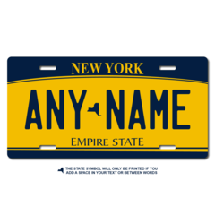 Personalized New York License Plate for Bicycles, Kid's Bikes, Carts, Cars or Trucks Version 2