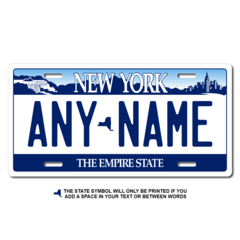 Personalized New York License Plate for Bicycles, Kid's Bikes, Carts, Cars or Trucks