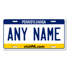 Personalized Pennsylvania License Plate for Bicycles, Kid's Bikes, Carts, Cars or Trucks Version 2
