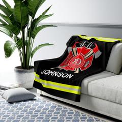 Fire Department Personalized Sherpa Fleece Blanket - Warm Cozy Personalized - Free Shipping