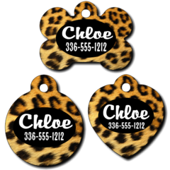 Personalized Leopard Print Background Pet Tag for Dogs and Cats