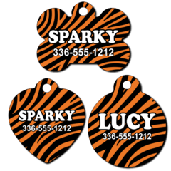 Personalized Tiger Stripe Background Pet Tag for Dogs and Cats
