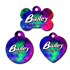 Personalized Rainbow Background Pet Tag for Dogs and Cats