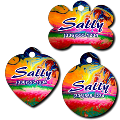 Personalized Color Swirl Background Pet Tag for Dogs and Cats