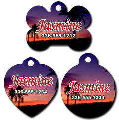 Personalized Beach Sunset Pet Tag for Dogs and Cats