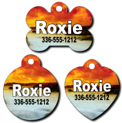 Personalized Sunset on the Ocean Pet Tag for Dogs and Cats