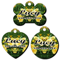 Personalized Yellow Flowers Background Pet Tag for Dogs and Cats