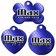 Personalized Blue Metal Background Pet Tag for Dogs and Cats