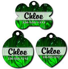 Personalized Green Sparkles Pet Tag for Dogs and Cats