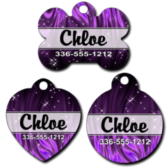Personalized Purple Sparkles Pet Tag for Dogs and Cats