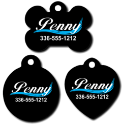 Personalized Blue Swoosh Pet Tag for Dogs and Cats