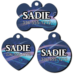 Personalized Blue and Pink Line Background Pet Tag for Dogs and Cats