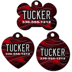Personalized Red Flames Background Pet Tag for Dogs and Cats
