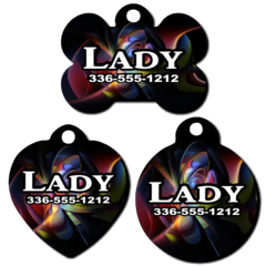 Personalized Multi-Colored Background Pet Tag for Dogs and Cats