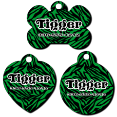 Personalized Green Zebra Background Pet Tag for Dogs and Cats