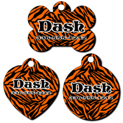 Personalized Orange Zebra Background Pet Tag for Dogs and Cats
