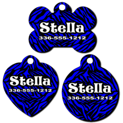 Personalized Blue Zebra Background Pet Tag for Dogs and Cats