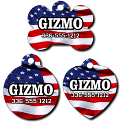 Personalized American Flag Pet Tag for Dogs and Cats