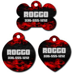 Personalized Red and Navy Distressed Pet Tag for Dogs and Cats