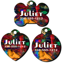 Personalized Abstract Painting Background Pet Tag for Dogs and Cats