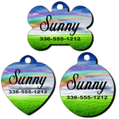 Personalized Rainbow Background Pet Tag for Dogs and Cats
