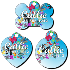 Personalized Butterflies Background Pet Tag for Dogs and Cats