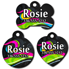 Personalized Colorful Swirl Design Pet Tag for Dogs and Cats