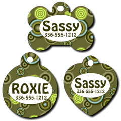 Personalized Green Circles Pet Tag for Dogs and Cats