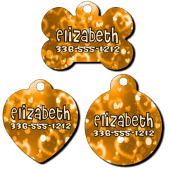 Personalized Gold Hearts Background Pet Tag for Dogs and Cats