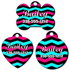 Personalized Multi-Colored Chevron Background Pet Tag for Dogs and Cats