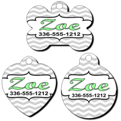 Personalized Chevron Background Pet Tag for Dogs and Cats