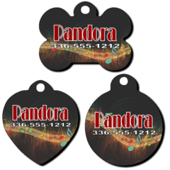 Personalized Musical Notes Background Pet Tag for Dogs and Cats