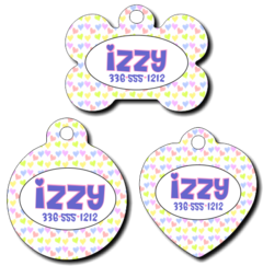 Personalized Pastel Hearts Background Pet Tag for Dogs and Cats