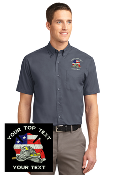 Custom Embroidered Firefighter Logo Short Sleeve Twill Shirt