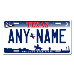 Personalized Texas License Plate for Bicycles, Kid's Bikes, Carts, Cars or Trucks Version 3