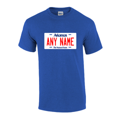 Personalized Arkansas License Plate T-shirt Adult and Youth Sizes Version 1