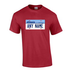 Personalized Illinois License Plate T-shirt Adult and Youth Sizes Version 1