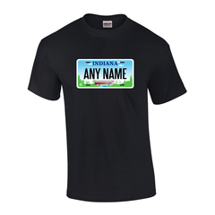 Personalized Indiana License Plate T-shirt Adult and Youth Sizes Version 3