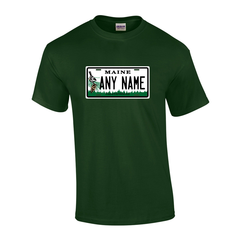 Personalized Maine License Plate T-shirt Adult and Youth Sizes Version 1