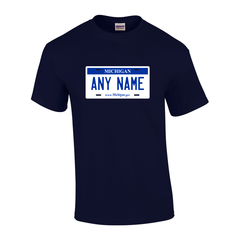 Personalized Michigan License Plate T-shirt Adult and Youth Sizes Version 1
