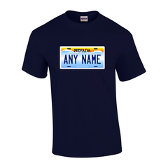 Personalized Nevada License Plate T-shirt Adult and Youth Sizes Version 1