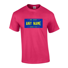 Personalized New Jersey License Plate T-shirt Adult and Youth Sizes Version 3