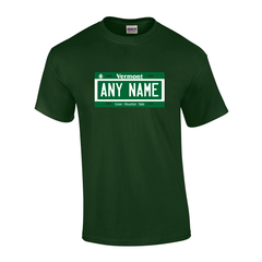 Personalized Vermont License Plate T-shirt Adult and Youth Sizes Version 1