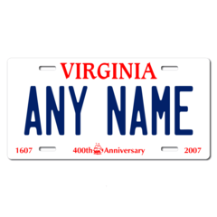 Personalized Virginia License Plate for Bicycles, Kid's Bikes, Carts, Cars or Trucks