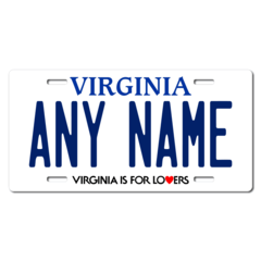 Personalized Virginia License Plate for Bicycles, Kid's Bikes, Carts, Cars or Trucks